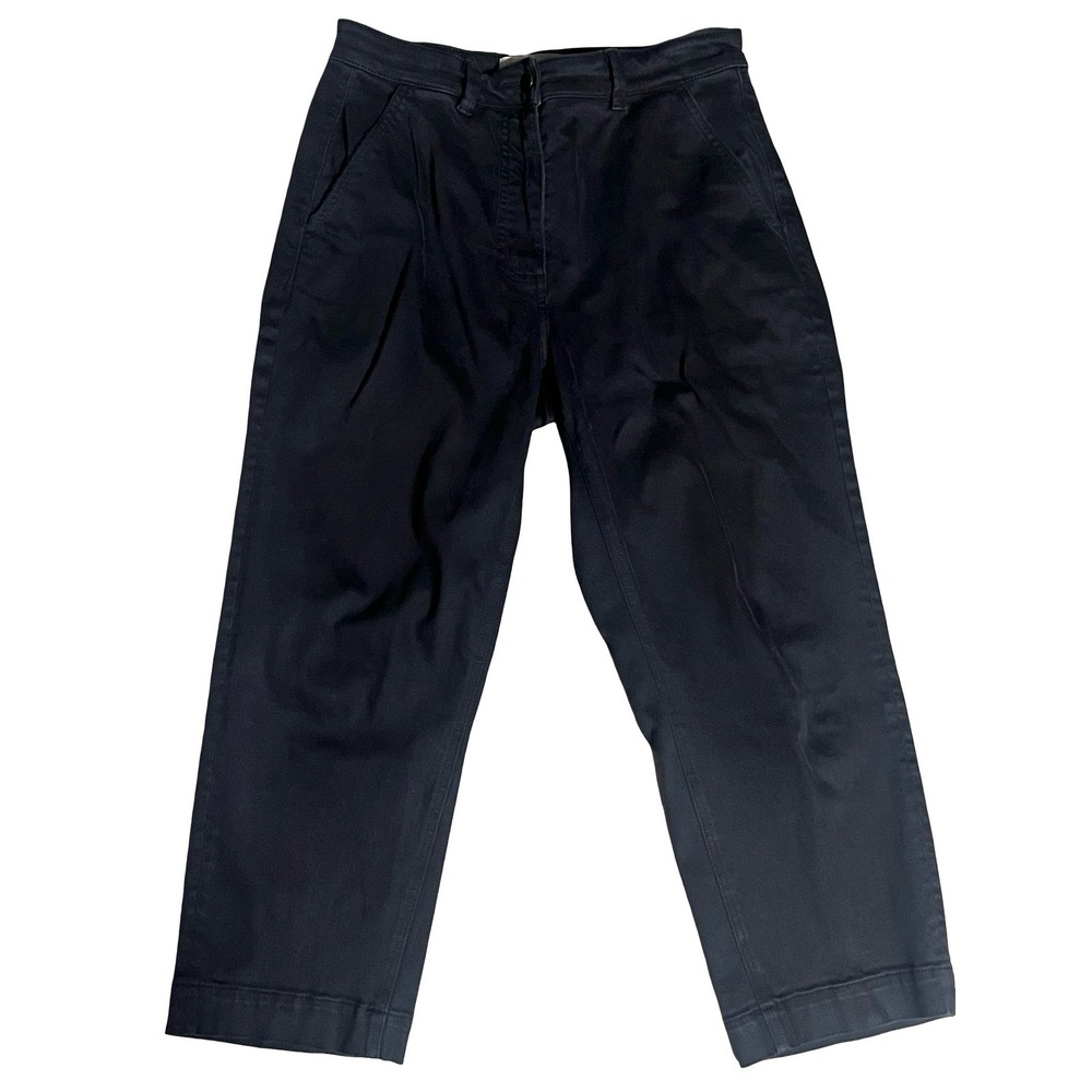 Everlane Womens High Rise‎ Wide Leg Crop Chino Pants Black Size 6 Cotton Twill
